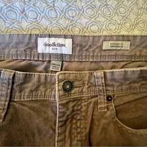🧨 Size 30X32 Goodfellow & Co Tan/Gray Corduroy Trousers, Front & Back Pockets